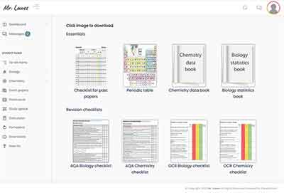 An image of downloadable items available to students.